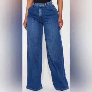 Fashion Nova Wide Leg Women's Jeans - Dark Blue